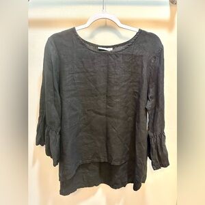 Bryn Walker Black Linen Top Size Small with Bell Sleeves
